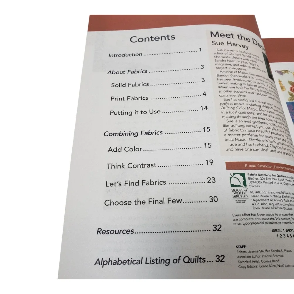 Fabric Matching For Quilters Sue Harvey House of White Birches Book